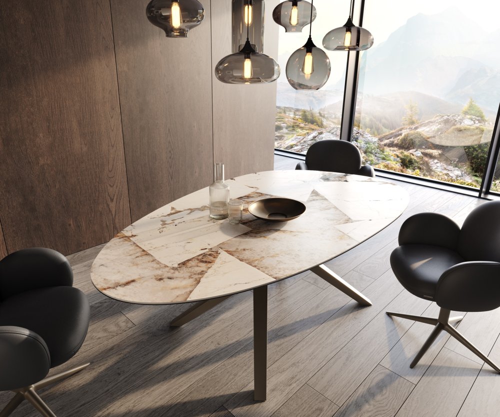 Jedálenský stôl Edge oválny 220x120 keramický Iris FmG Patagonia
