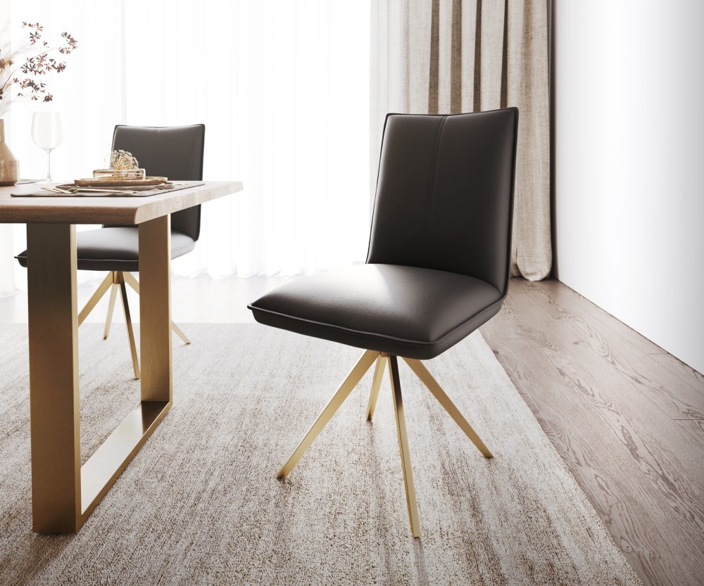 Otočná židle Lelio-Flex původní kůže černý křížový rám hranatý