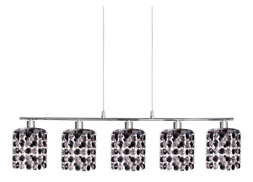 Závesná lampa chrómová s čiernymi a bielymi kryštálmi 5x40W Royal