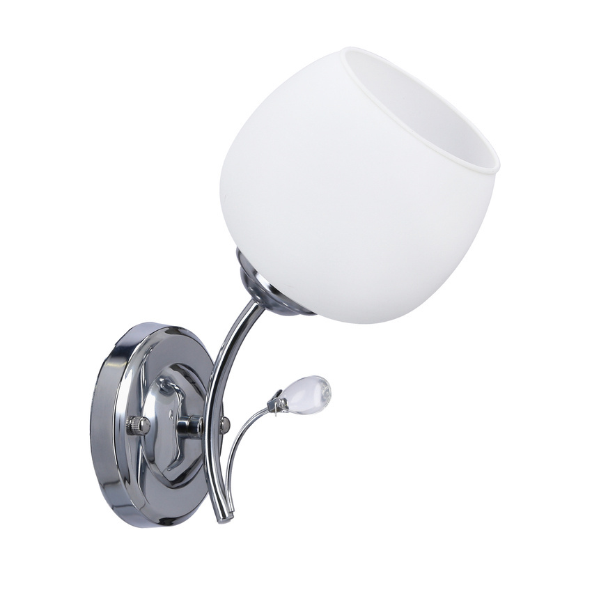 Nástenná lampa Estar chróm E27 s bielym tienidlom
