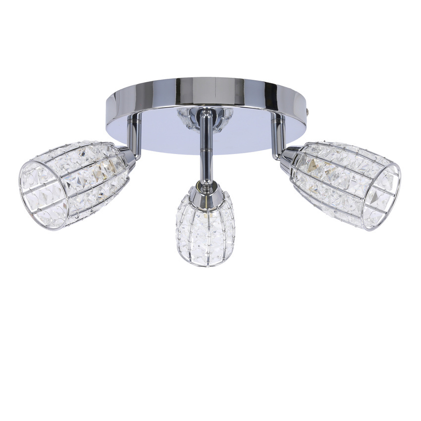 Stropná lampa Shiba chrómový plafón 3x15W tienidlo g9 priehľadné