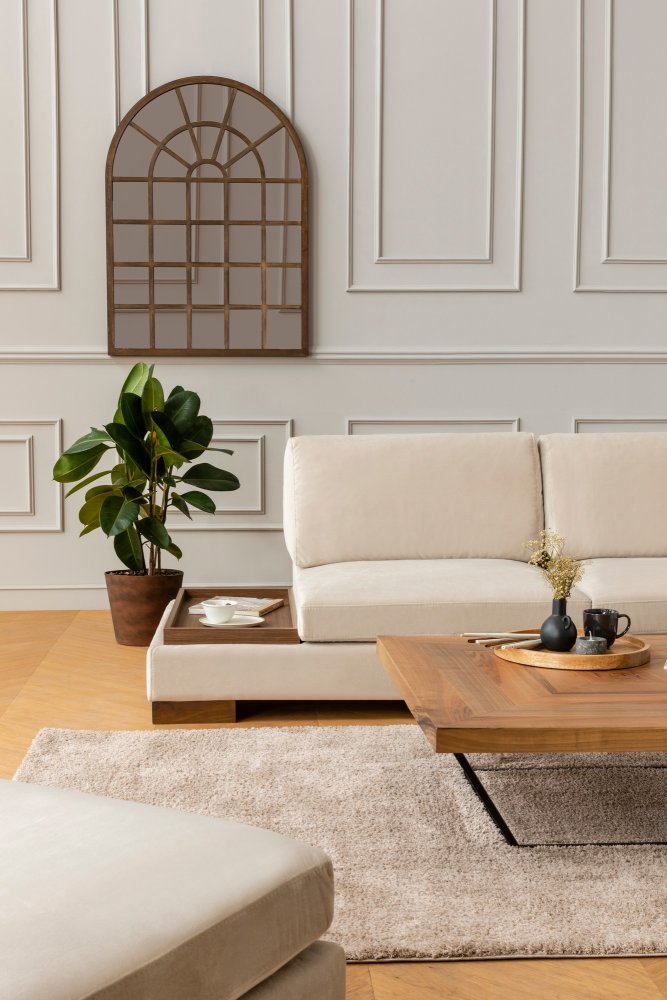 Rohová sedací souprava Tulip Corner Right With Pouf - Beige (obrázek 8)