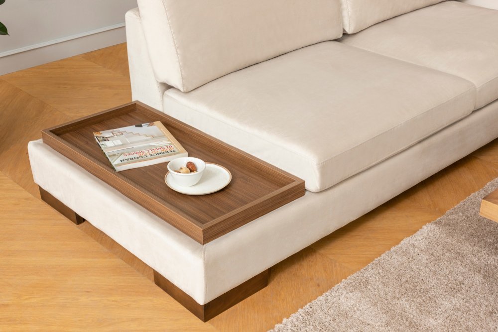 Rohová sedací souprava Tulip Corner Right With Pouf - Beige (obrázek 10)