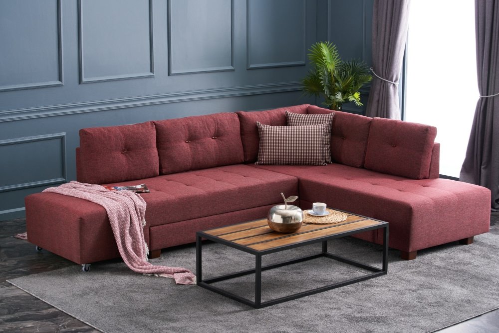 Rohová rozkladacia pohovka Manama Corner Sofa Bed Right - Claret Red