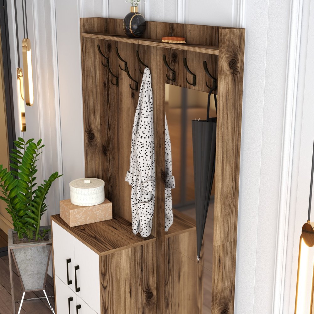 Předsíňová stěna Berlin BC - Walnut, White (obrázek 4)