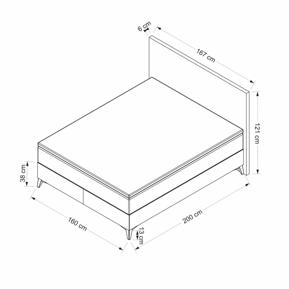 Rám dvoulůžkové postele s čelem Abella 160 x 200 - Grey (obrázek 2)