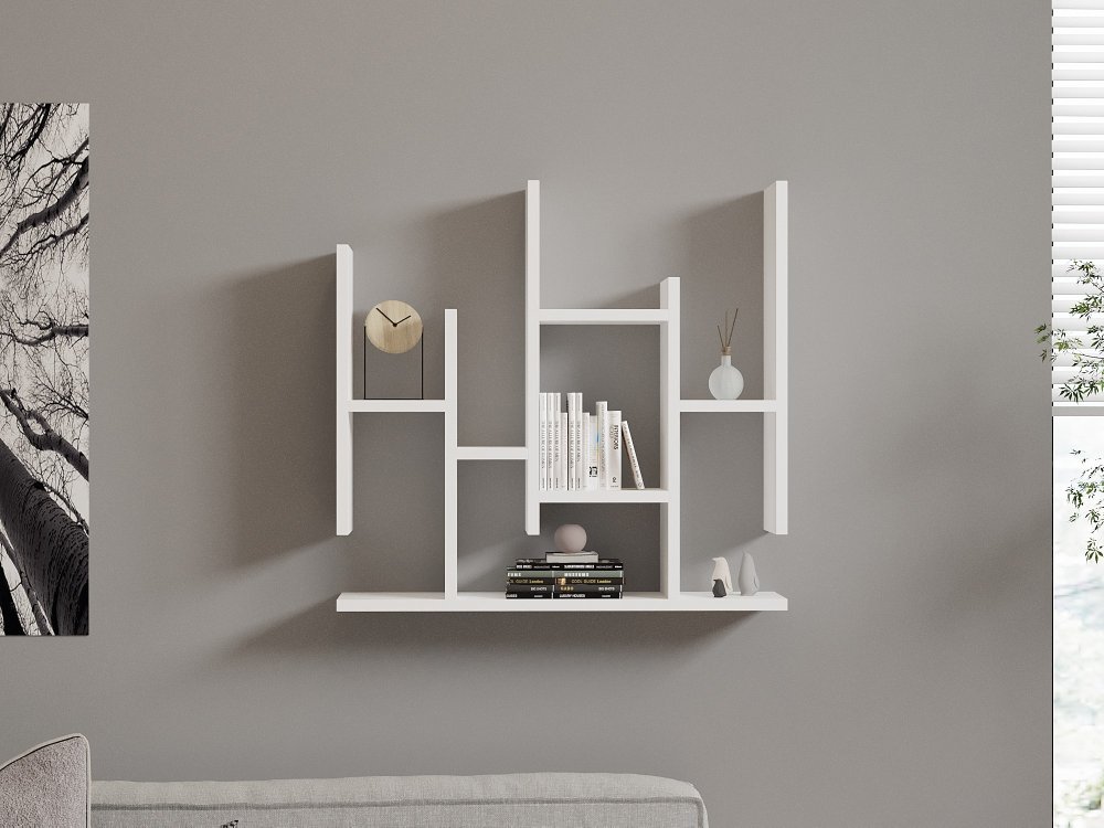 Nástenná polica Flower - White