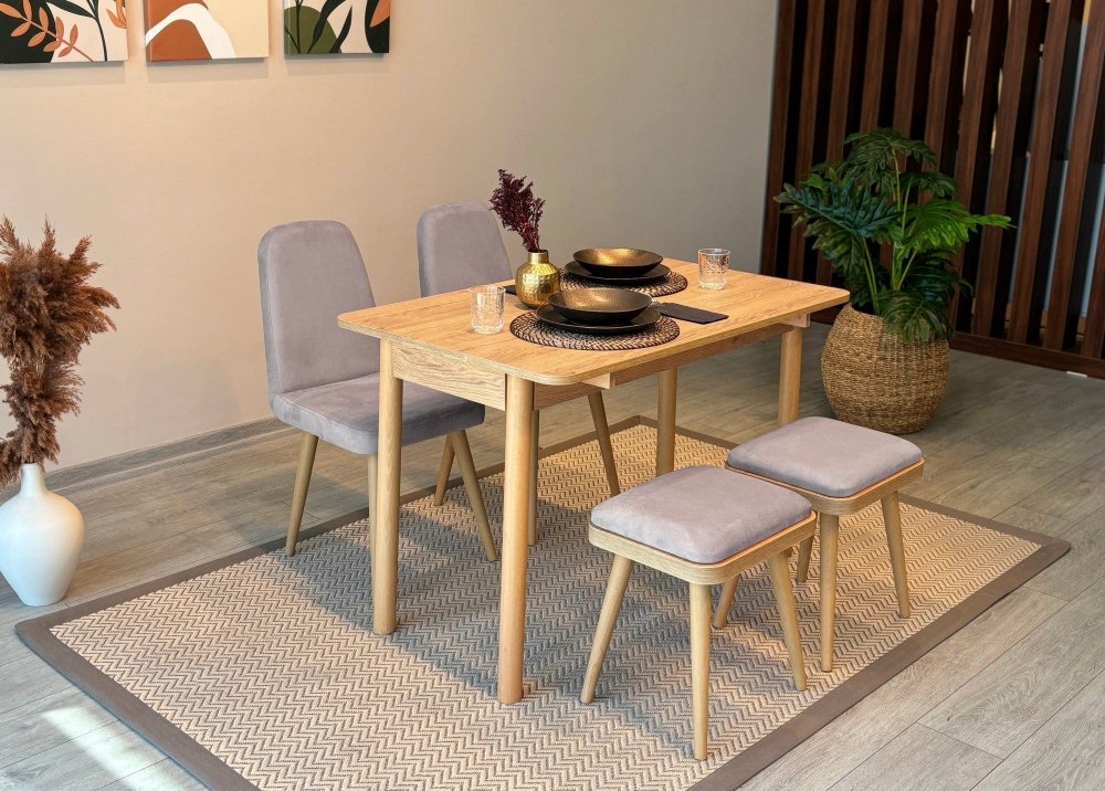 Jedálenský set s rozkladacím stolom a stoličkami (5 kusov) Vina Mini 02 0701 - Oak, Soho Grey