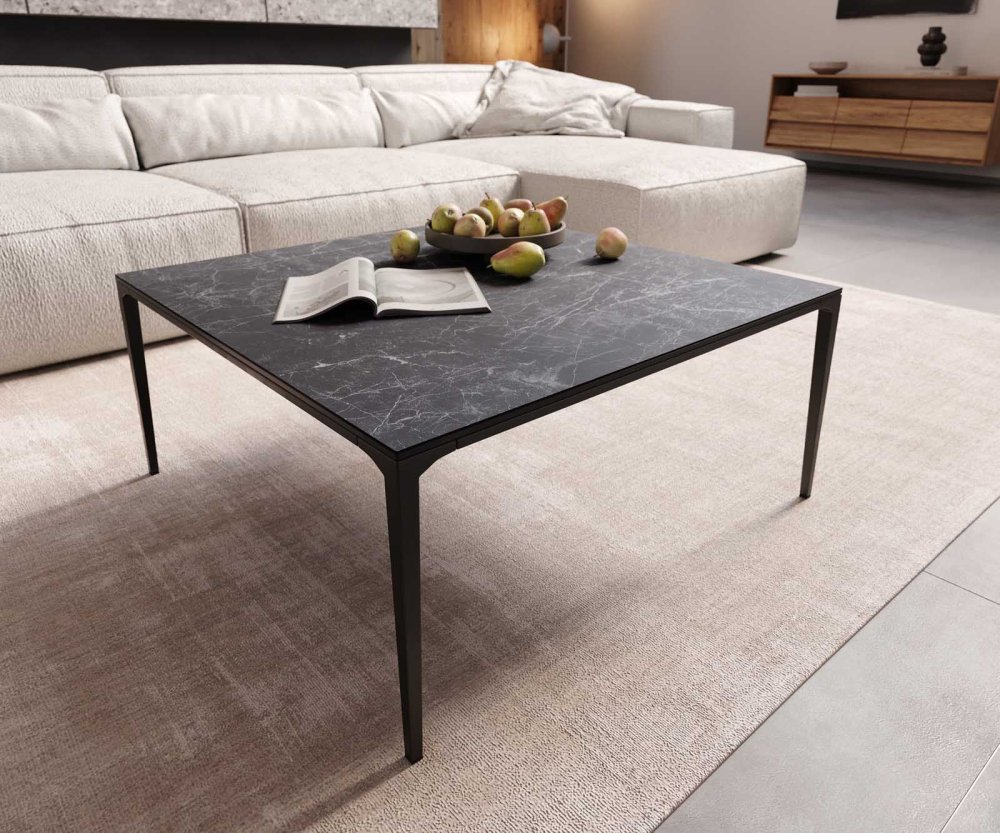 Konferenčný stolík Levente 85x85 cm keramika Laminam®Nero Greco