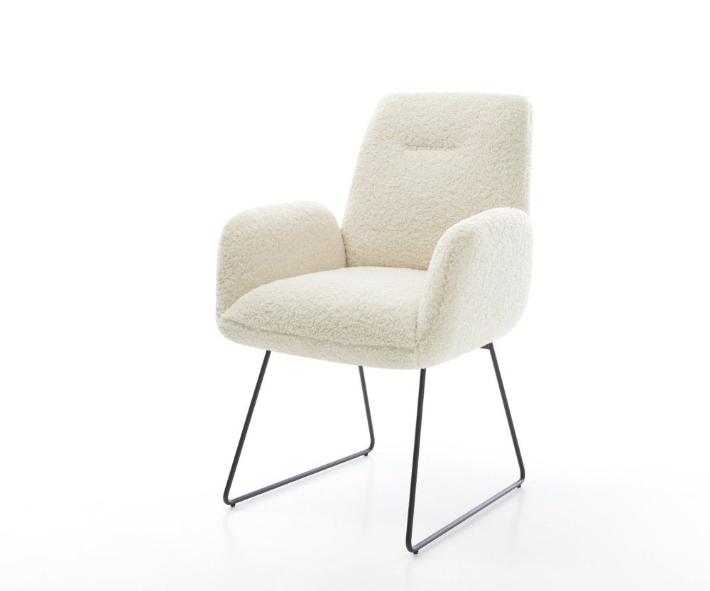 Jedálenská stolička Zoa-Flex teddy látka béžová tenká podstava čierna