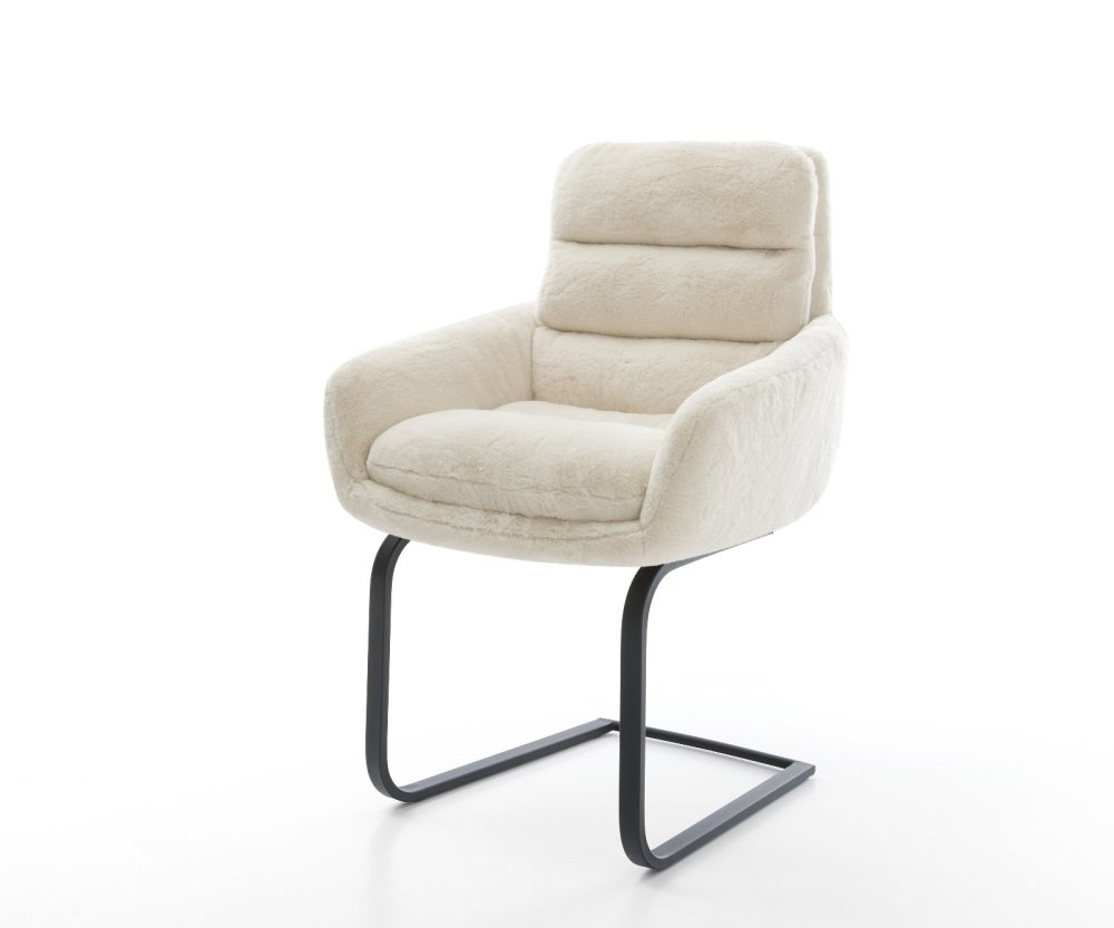 Jídelní židle Abelia-Flex s područkami plyšový manšestr krémovo