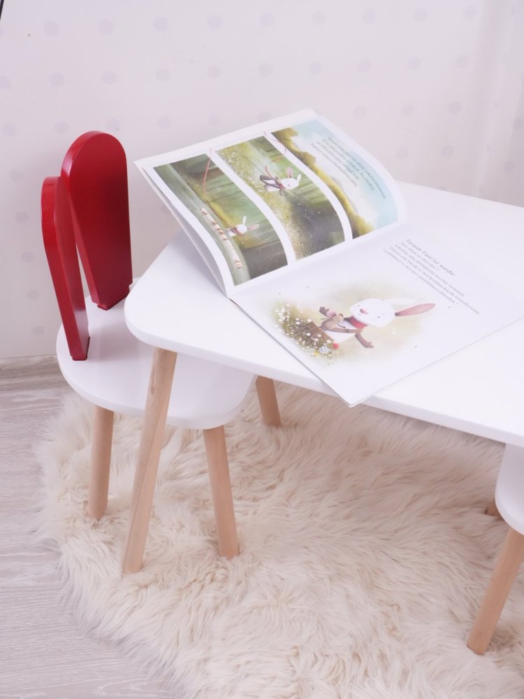 Kid's Table Set Bunny One Chair Set - Red, White