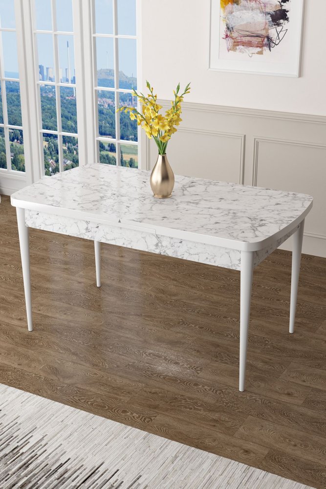 Jedálenský stôl Zen - White Marble, White