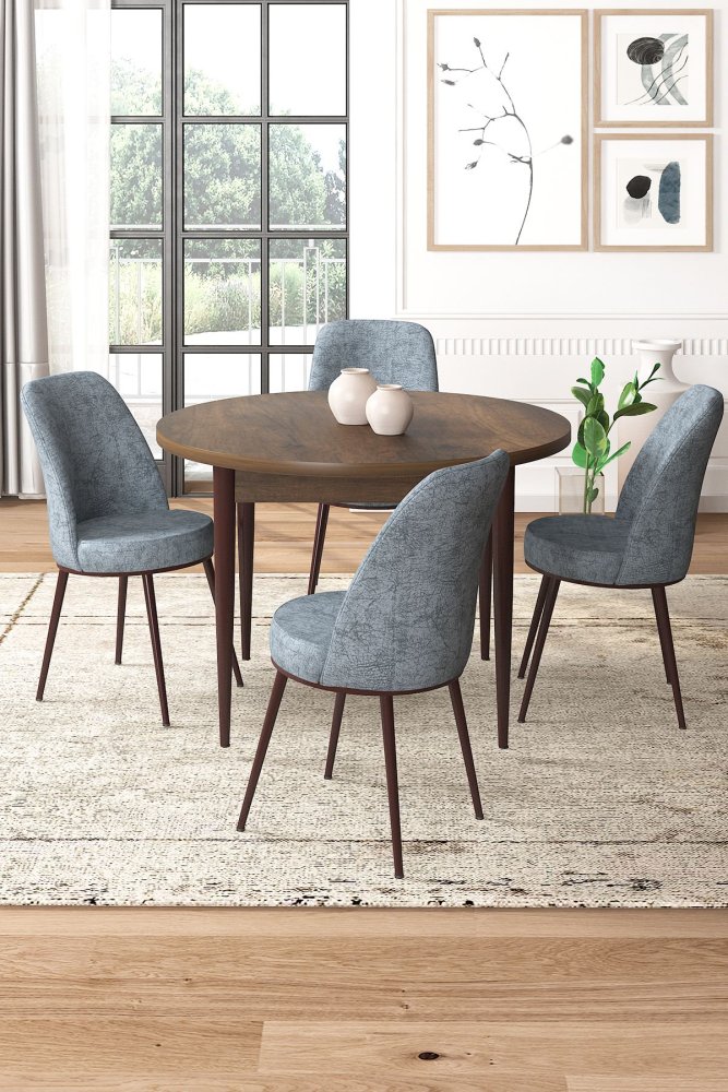 Dining Table & Chairs Set (5 Pieces) Tor - Baroque, Grey