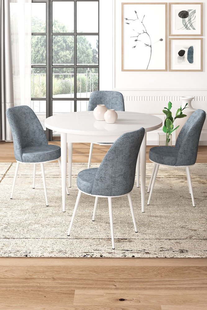 Dining Table & Chairs Set (5 Pieces) Tor - White, Grey