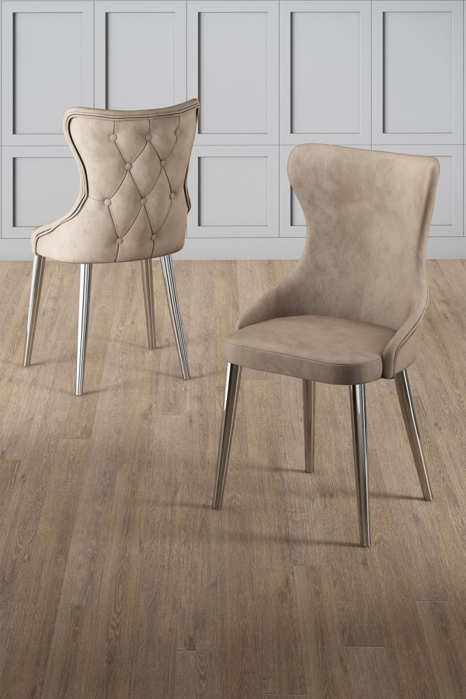 Súprava stoličiek (4 kusy) Alpa - Cappuccino, Chrome