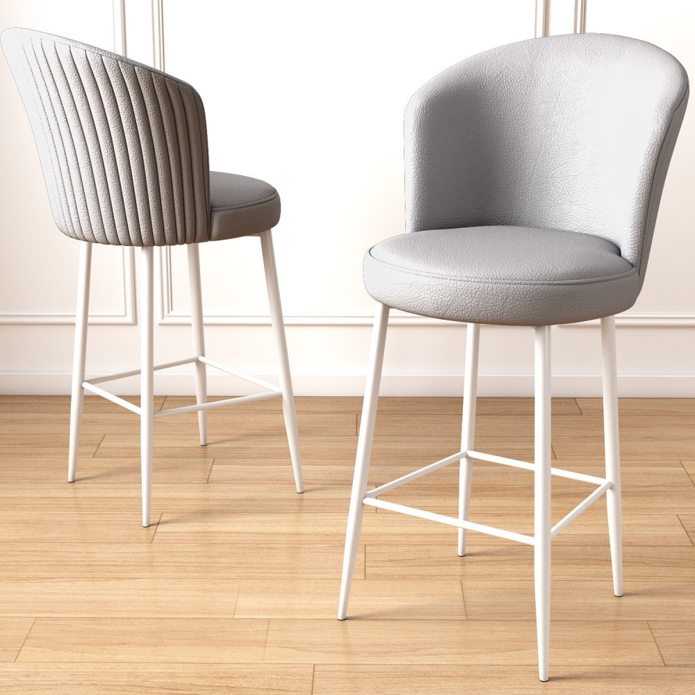 Bar Stool Set (6 Pieces) Uras - Grey, White