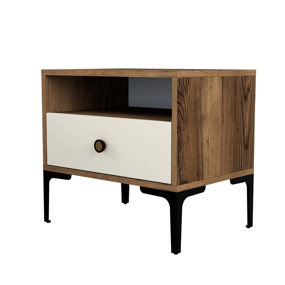 Noční stolek Lizbon 533 - Walnut, Cream (obrázek 2)