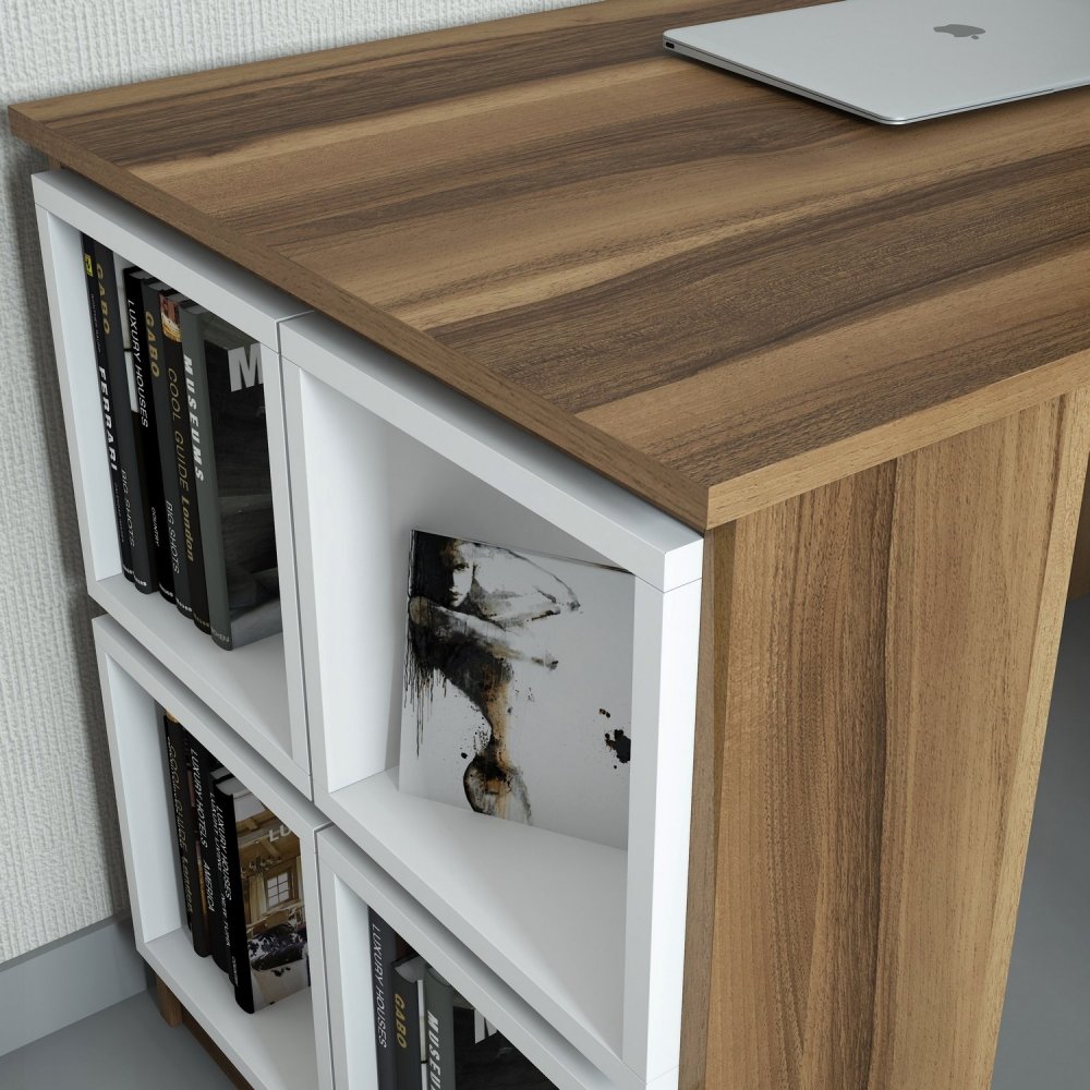 Psací stůl Box - Walnut, White (obrázek 4)