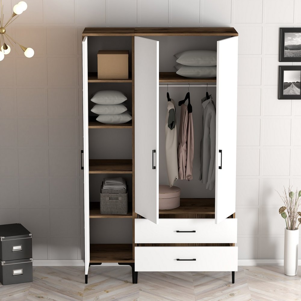 Šatní skříň Kumsal ST - Walnut, White (obrázek 6)