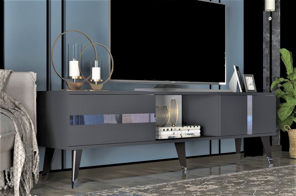 TV stolík Vania - Anthracite, Silver
