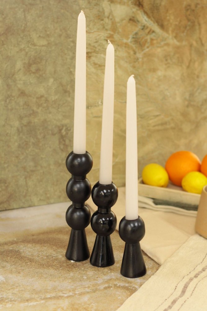 Candlestick Set (6 Pieces) Piyon 3 - Black