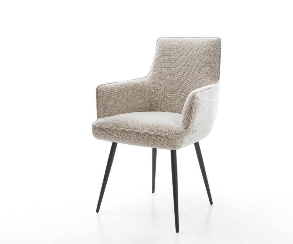 Jedálenská stolička Heira-Flex s opierkami tkanina mäkký béžová 4-nohá