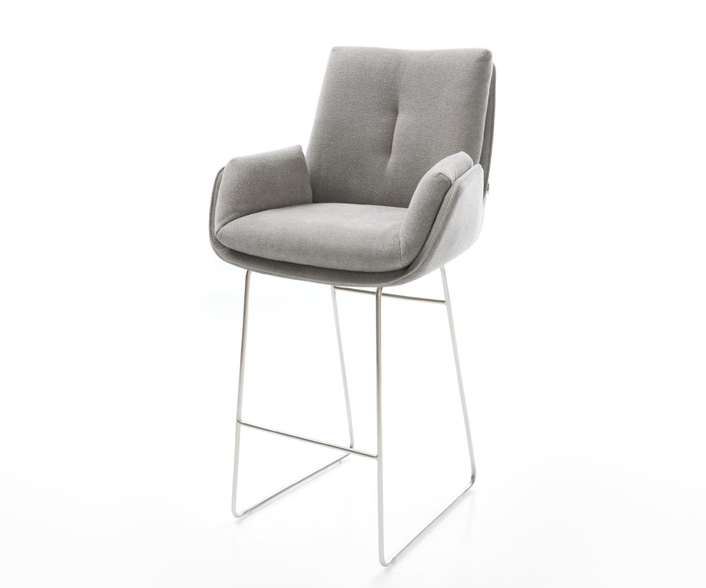 Barová stolička Clea-Flex texturovaná látka mäkká sivá tenká podstava