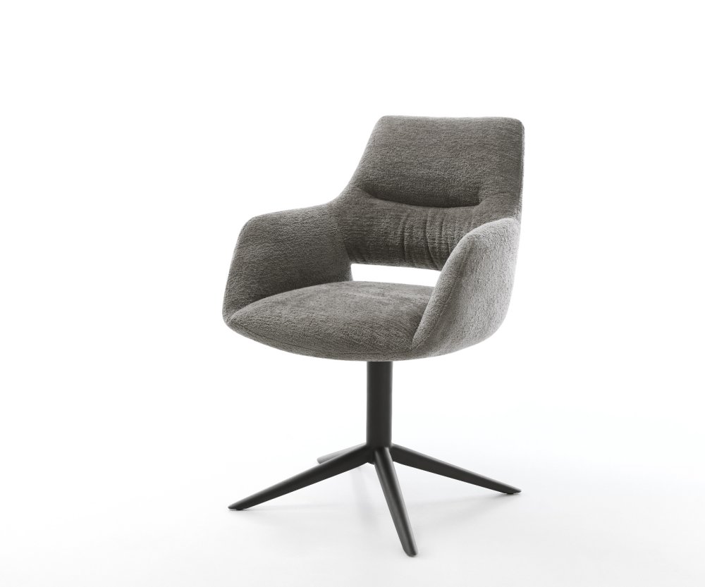 Jedálenská stolička Yago-Flex s opierkami bouclé mäkký tmavobéžová