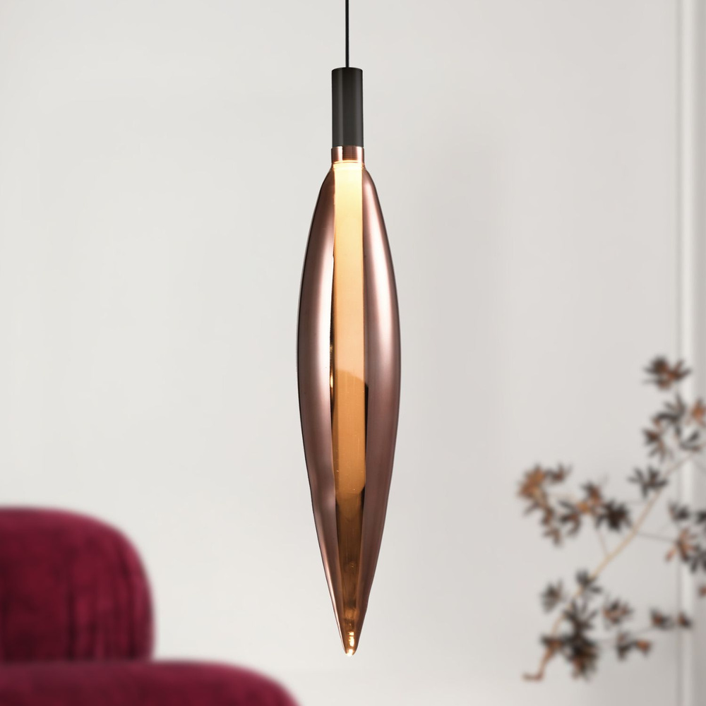 Levně Lampa wisząca Nordic szklana tuba miedziana do salonu pojedyncza