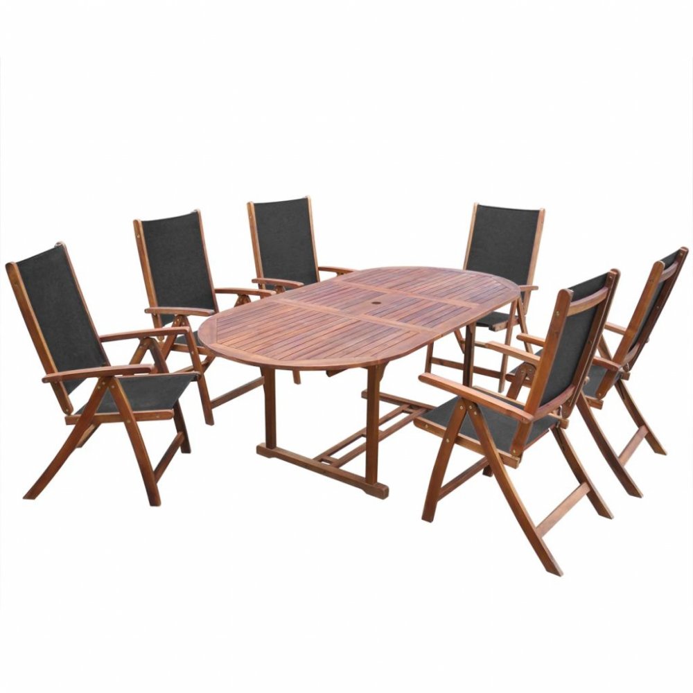 Záhradný jedálenský set 7 ks hnedá / čierna