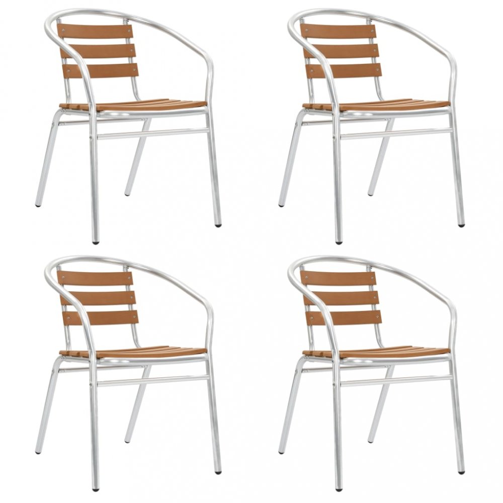 Stohovateľné záhradné stoličky 4 ks strieborná / hnedá Dekorhome