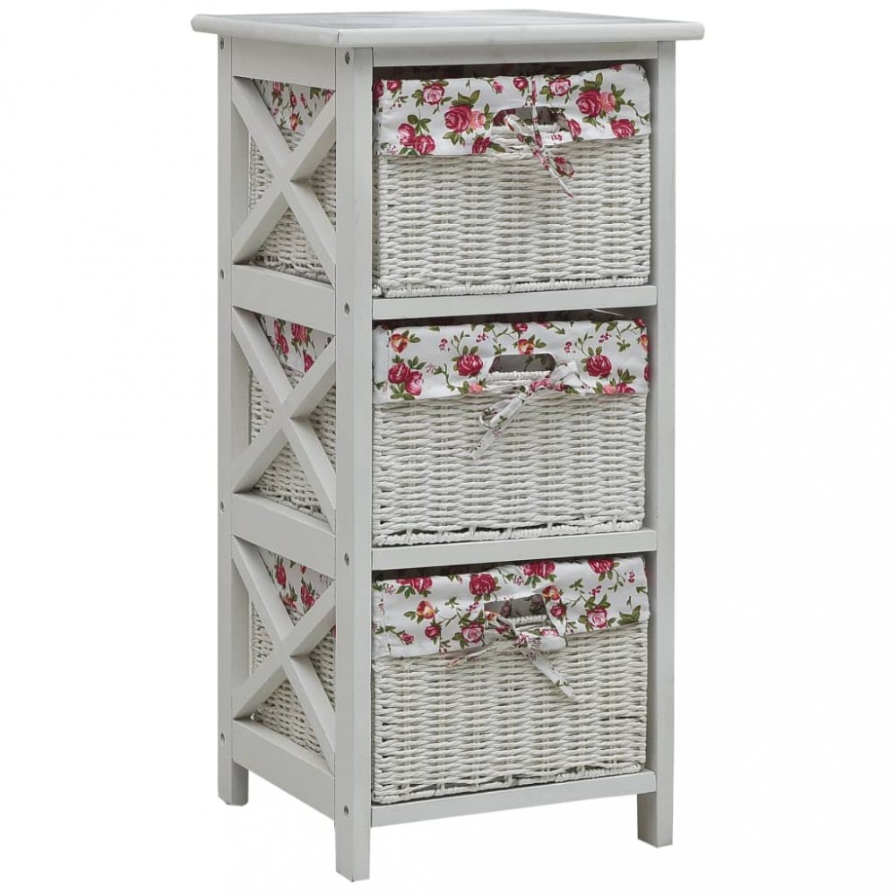 Regál se 3 košíky pavlovnie Dekorhome Vzor květiny