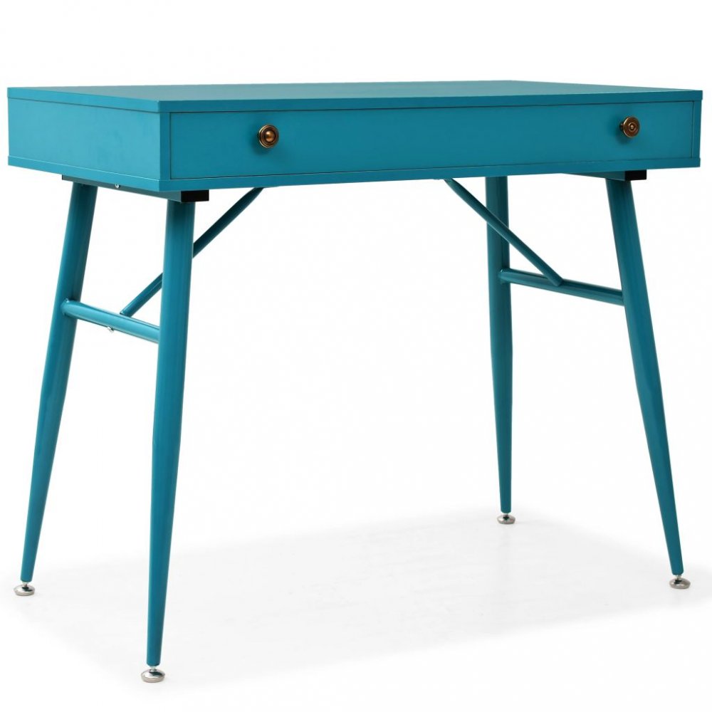 E-shop Písací stôl so zásuvkou 90x50 cm tyrkysová Dekorhome