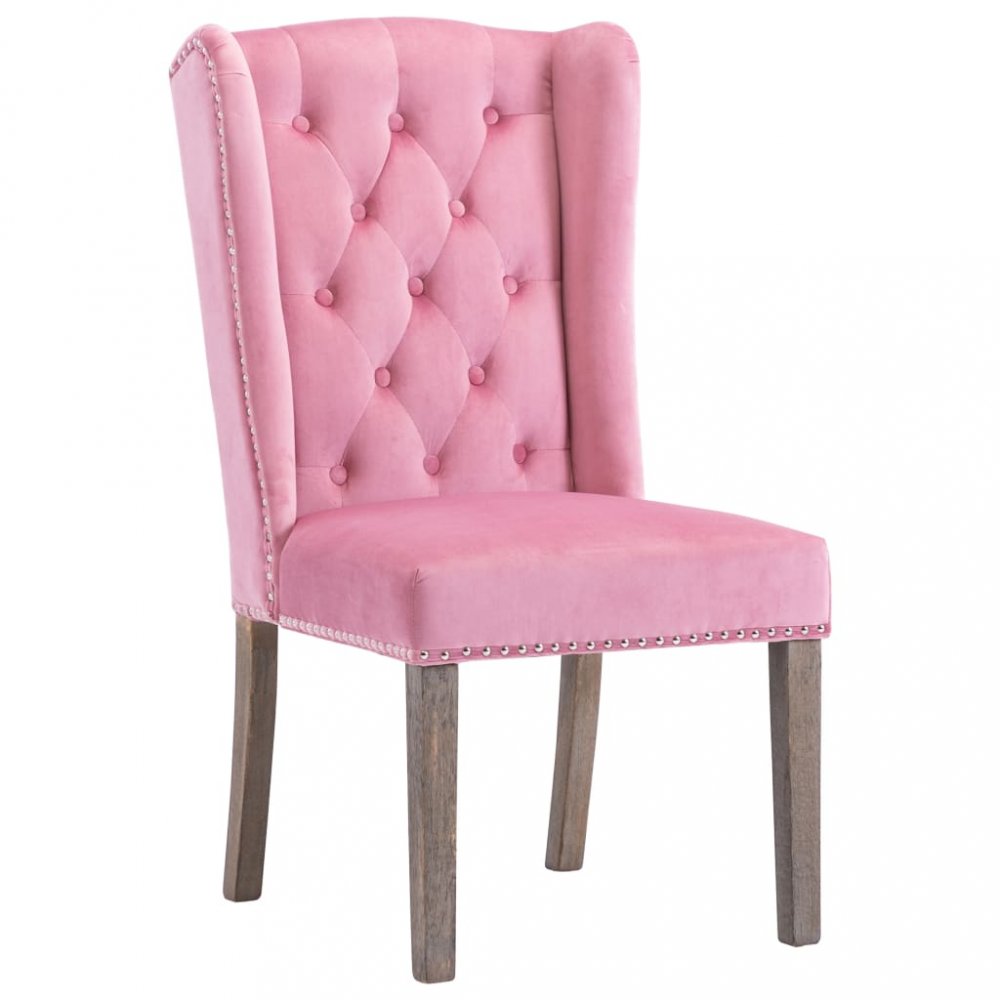 Jídelní židle samet / kaučukovník Dekorhome Růžová
