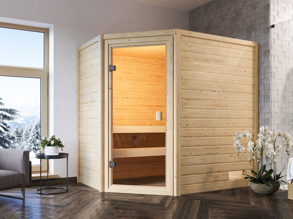 Levně Interiérová finská sauna 195 x 145 cm Dekorhome