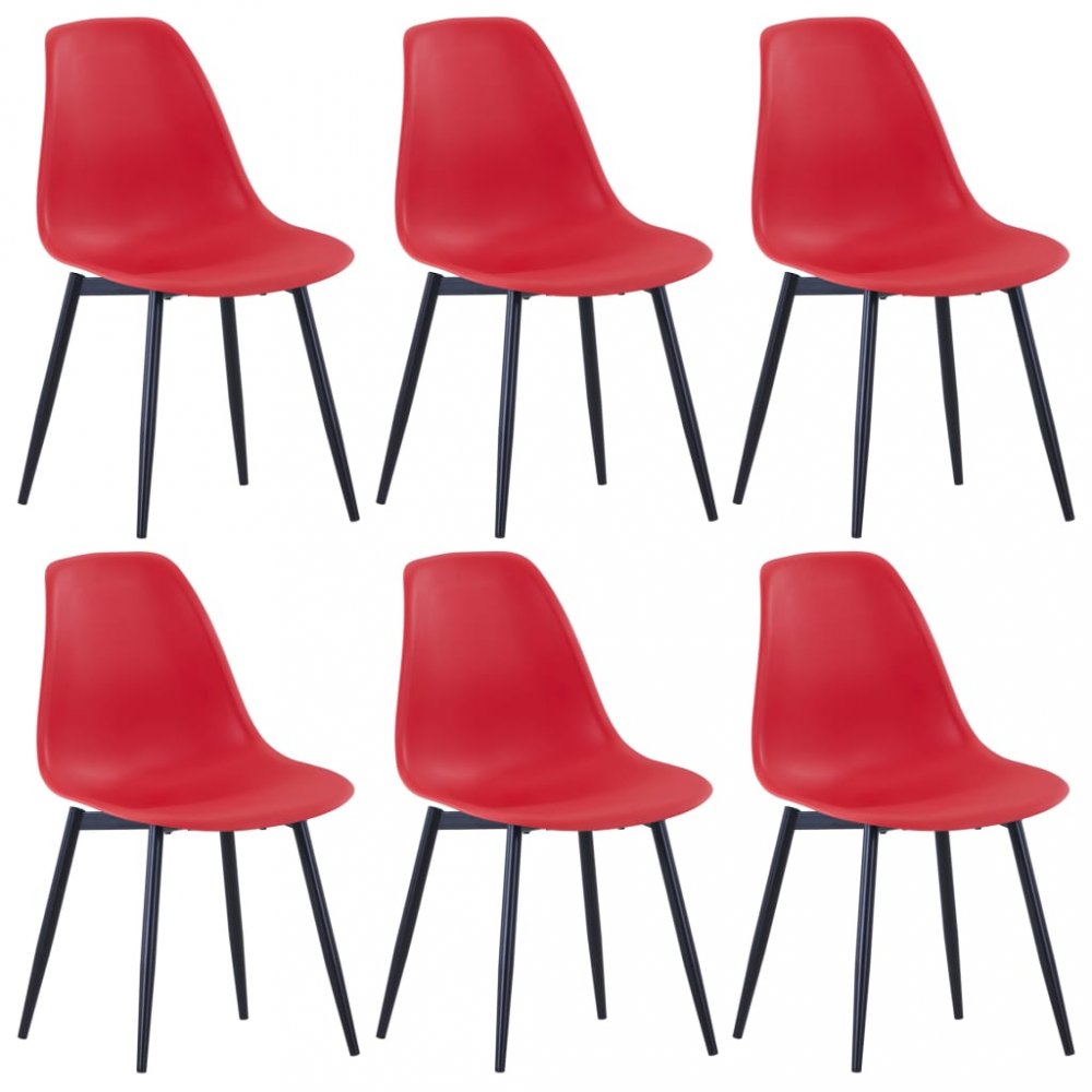 Jídelní židle 6 ks plast / kov Dekorhome Červená