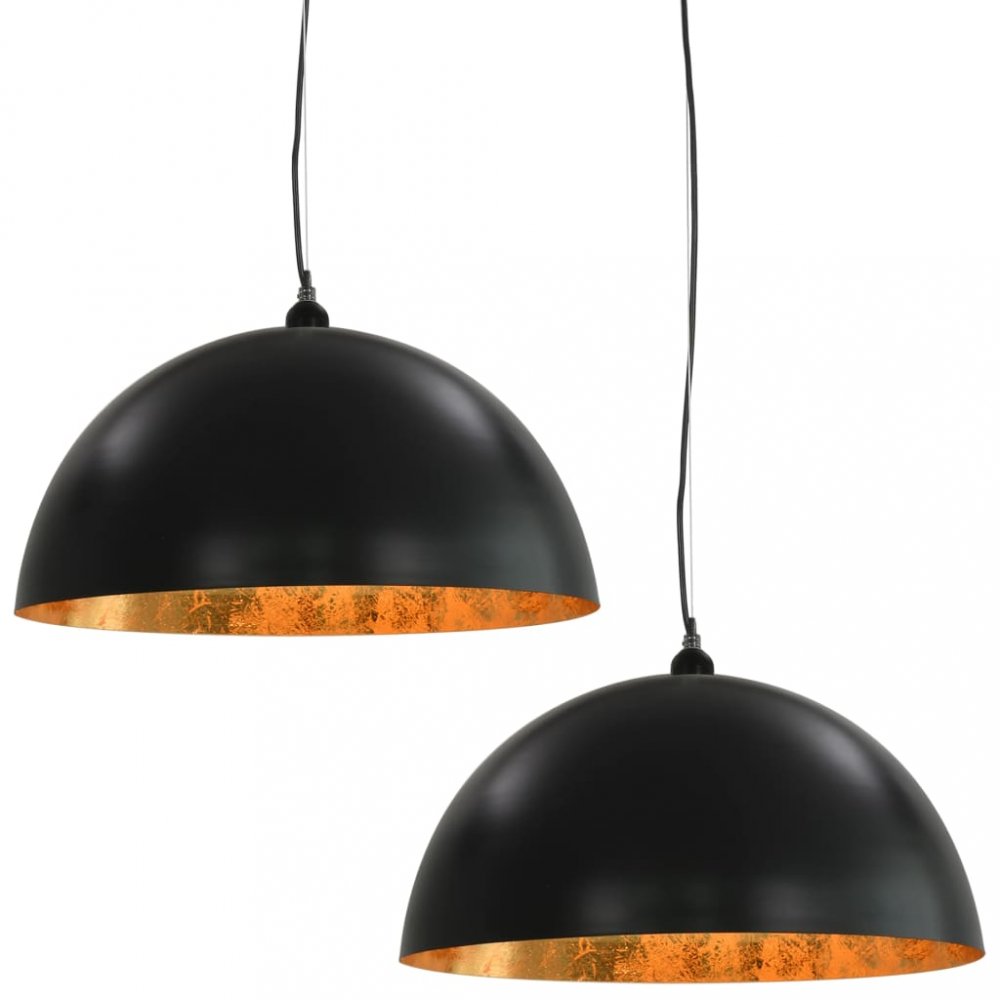 Závesná lampa 2 ks čierna / zlatá Dekorhome 50 cm
