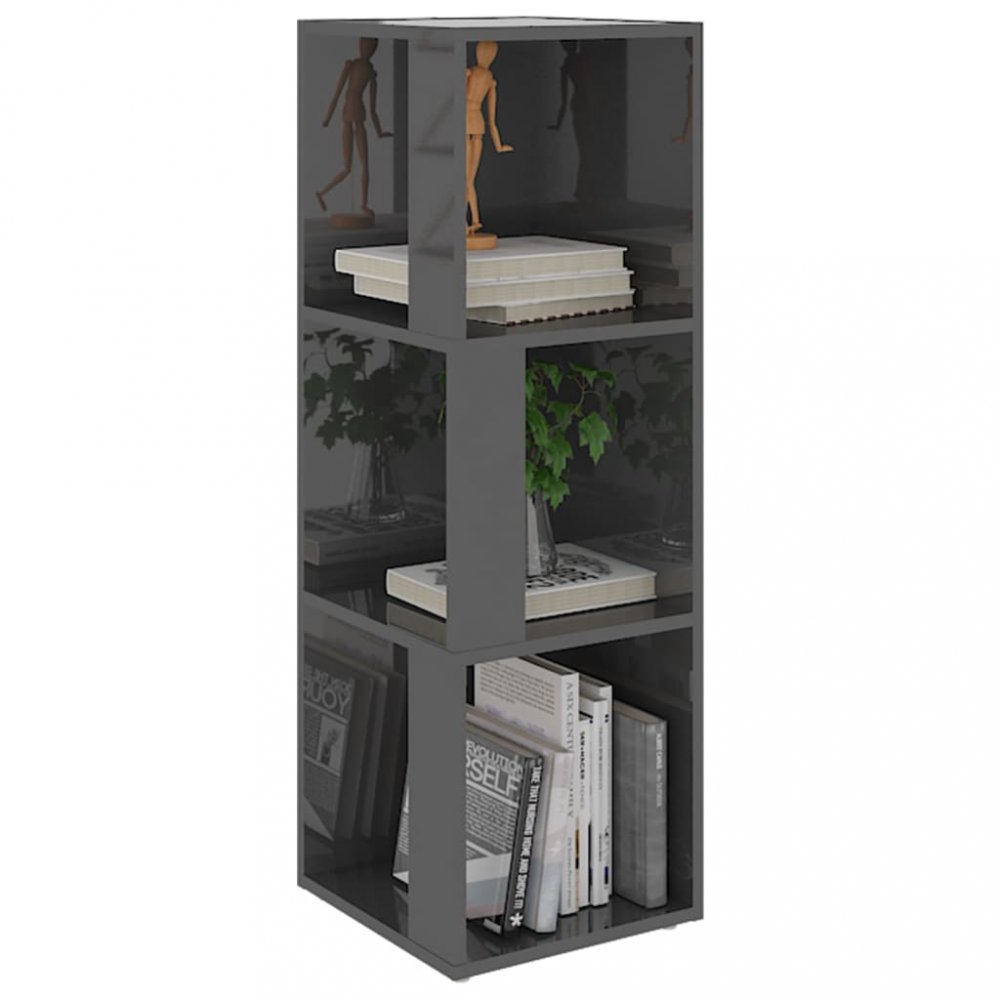 Rohový regál DTD Dekorhome Šedá lesk