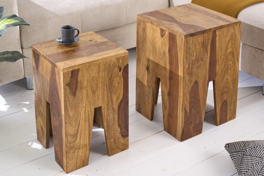 Odkládací stolek 2 ks DAMASEN Dekorhome Sheeshamové dřevo