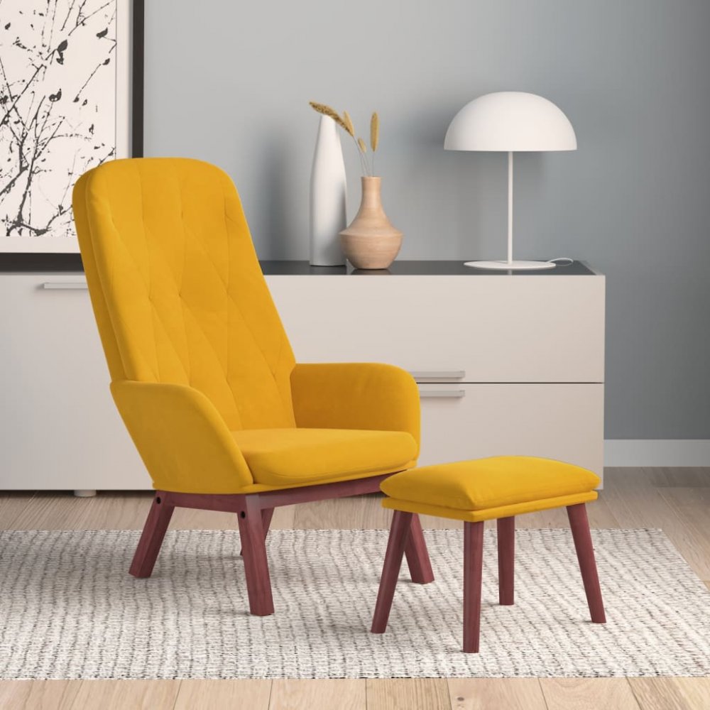 Relaxační křeslo s podnožkou Dekorhome Hořčicová