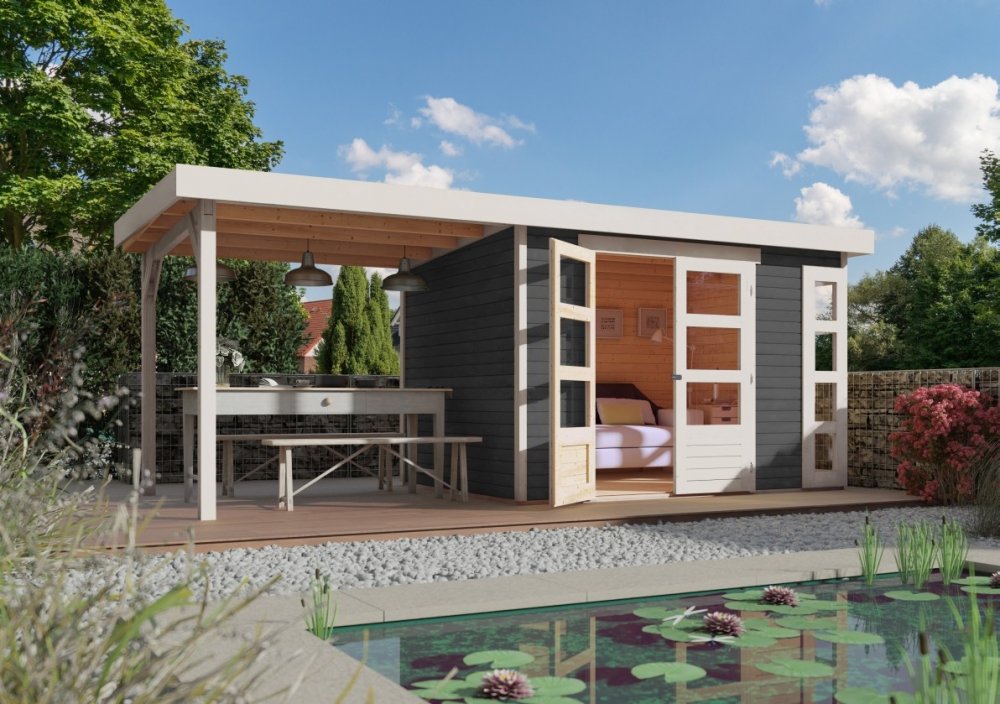 Drevený záhradný domček KERKO 4 s prístavkom 280 Lanitplast