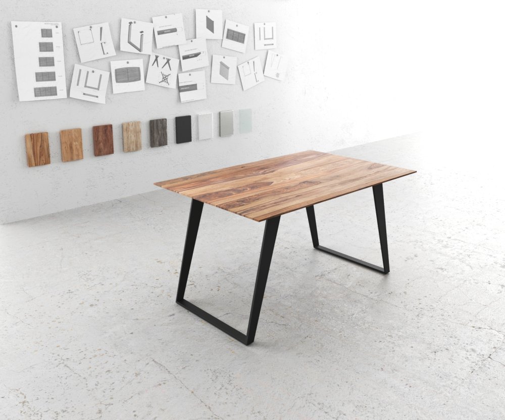 Hrana jídelního stolu 140x90 Sheesham Nature Metal Šikmá