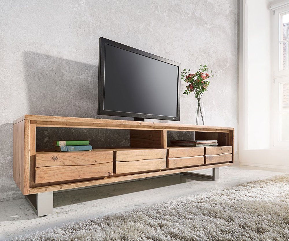 TV stolík Live Edge 190 cm akácia prírodná 4 zásuvky
