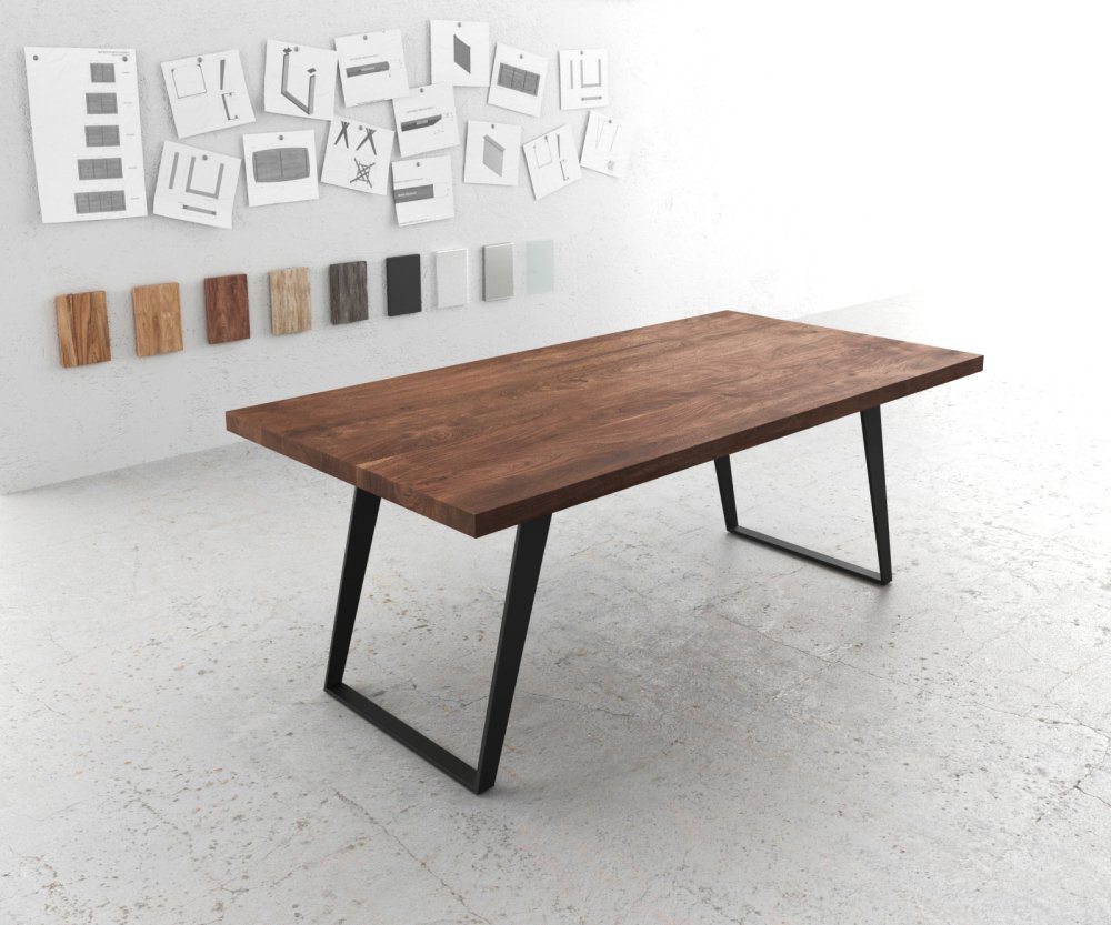 Jedálenský stôl Edge 200x100 XL akáciová hnedá kovová hranatá