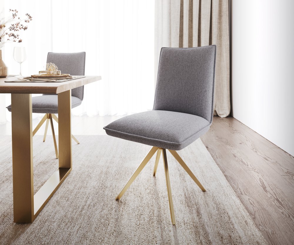 Otočná židle Lelio-Flex texturovaná tkanina světle šedá křížový