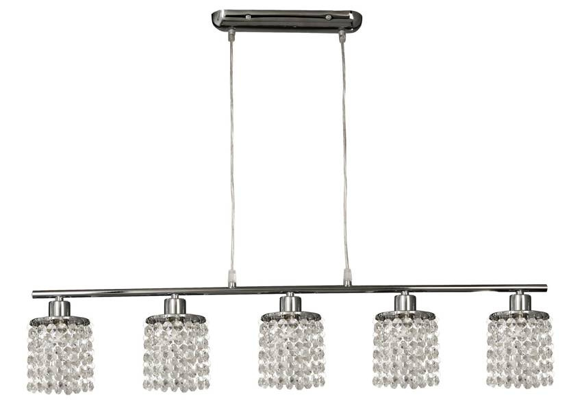 Závesná lampa chrómová s bielymi kryštálmi 5x40W Royal