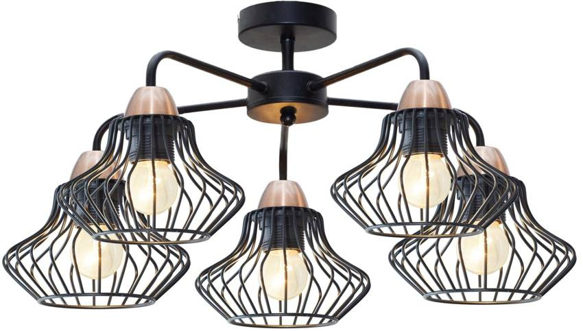 závesná stropná lampa 5x60W E27 čierna