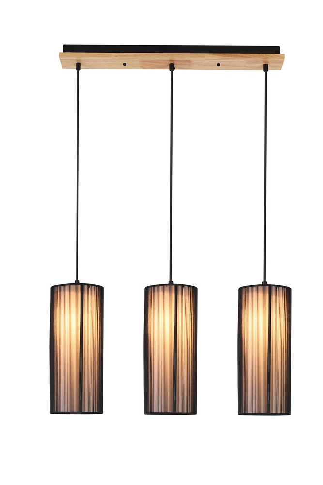 Čierna drevená závesná lampa 3xE27 Kioto Ledea