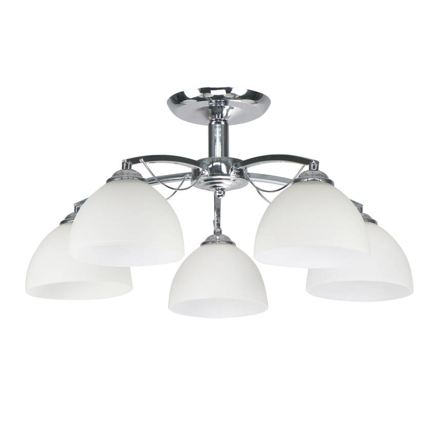 Stropná lampa Filona Chrome 5X40 E27 Biele tienidlo